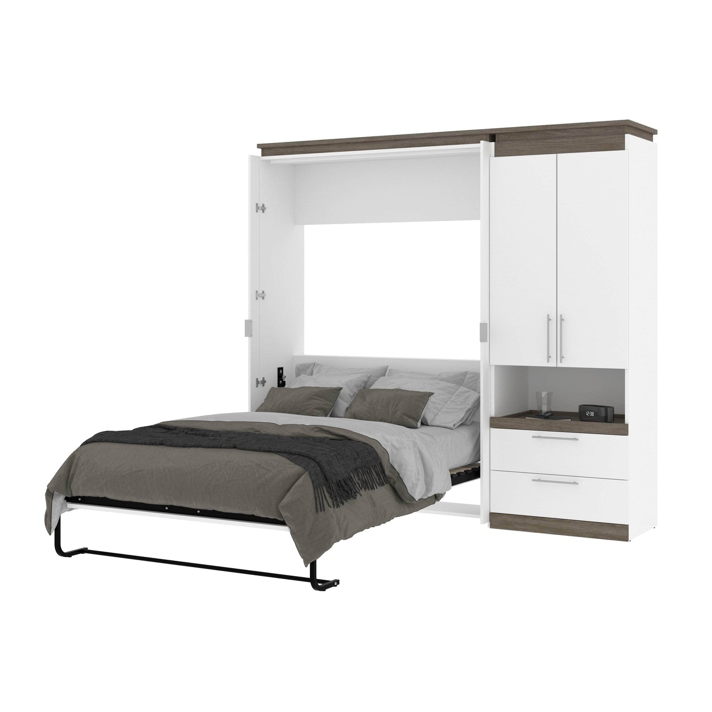 Modubox Murphy Wall Bed Orion Full Murphy Wall Bed with Storage Cabinet and Pull-Out Shelf - Available in 2 Colours