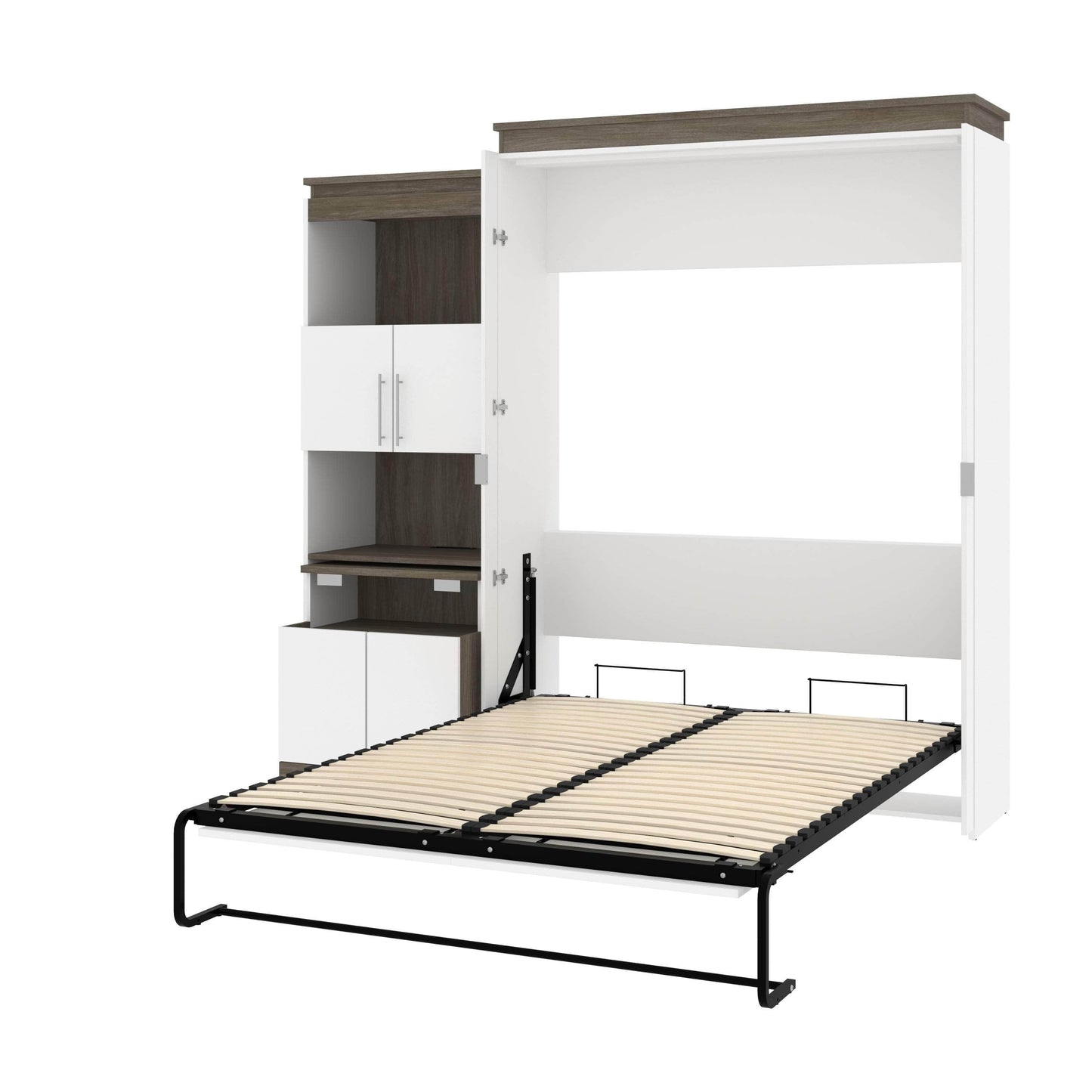 Modubox Murphy Wall Bed Orion Queen Murphy Wall Bed and Shelving Unit with Fold-Out Desk (95W) - Available in 2 Colours