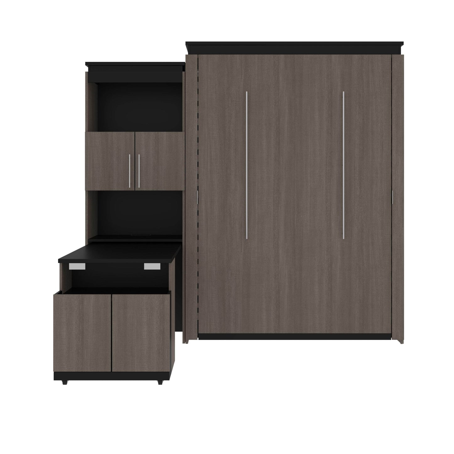 Modubox Murphy Wall Bed Orion Queen Murphy Wall Bed and Shelving Unit with Fold-Out Desk (95W) - Available in 2 Colours