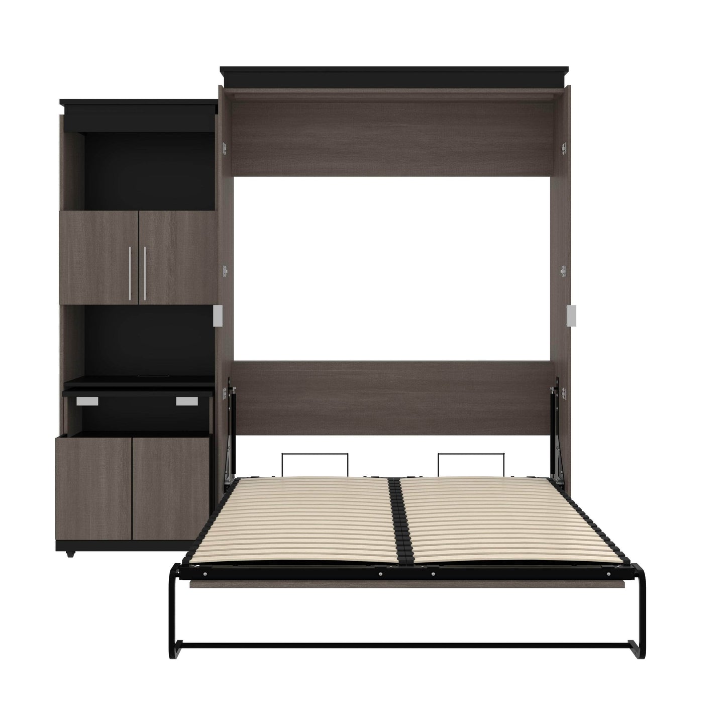 Modubox Murphy Wall Bed Orion Queen Murphy Wall Bed and Shelving Unit with Fold-Out Desk (95W) - Available in 2 Colours