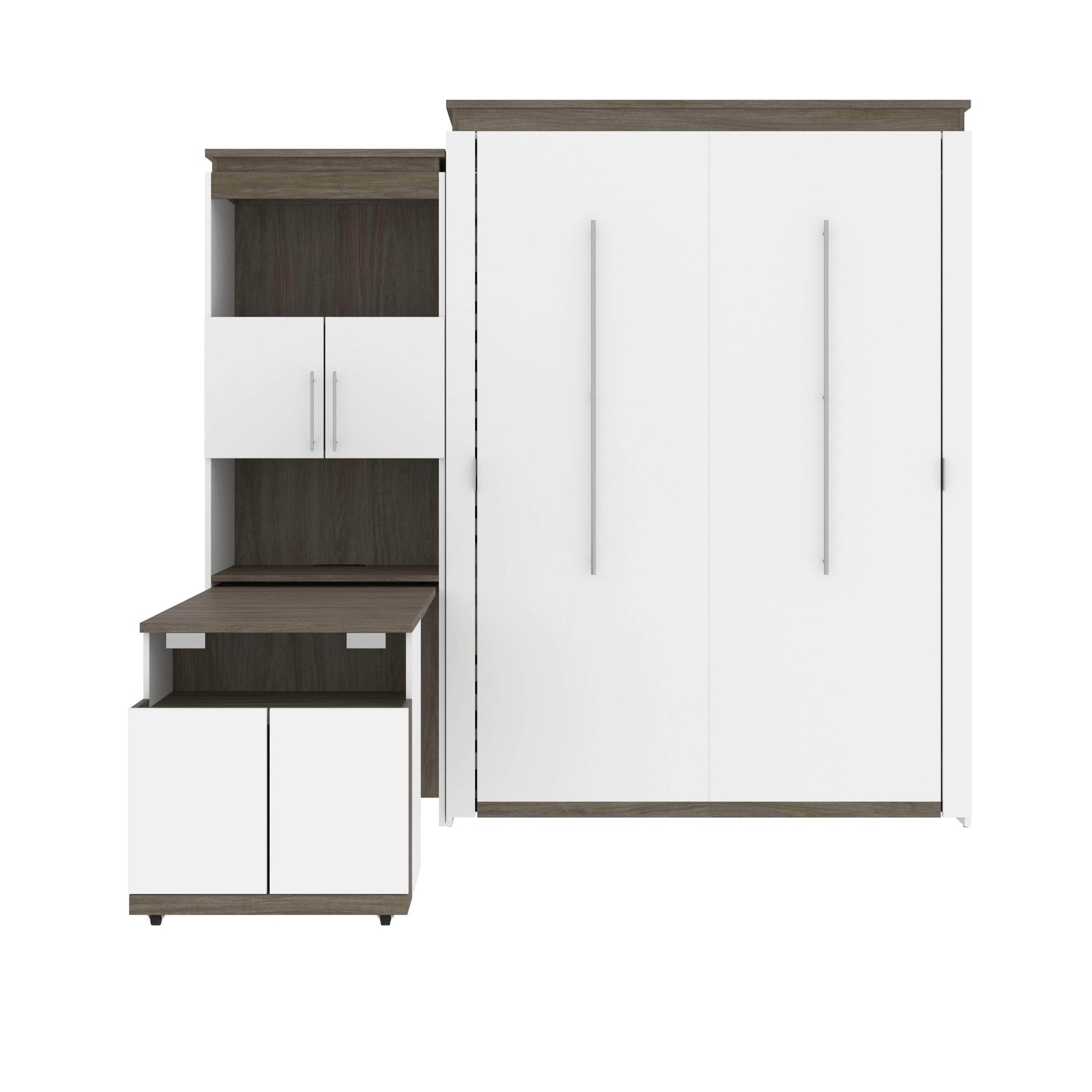 Modubox Murphy Wall Bed Orion Queen Murphy Wall Bed and Shelving Unit with Fold-Out Desk (95W) - Available in 2 Colours