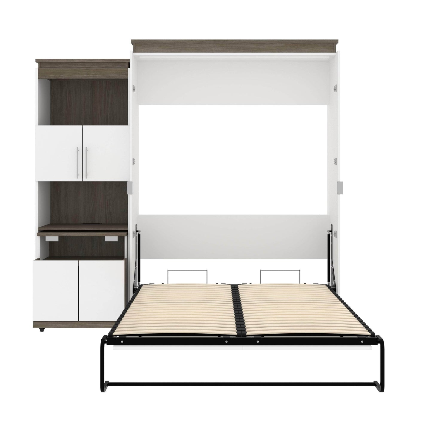 Modubox Murphy Wall Bed Orion Queen Murphy Wall Bed and Shelving Unit with Fold-Out Desk (95W) - Available in 2 Colours