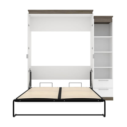 Modubox Murphy Wall Bed Orion Queen Murphy Wall Bed with Narrow Shelving Unit and Drawers - Available in 2 Colours