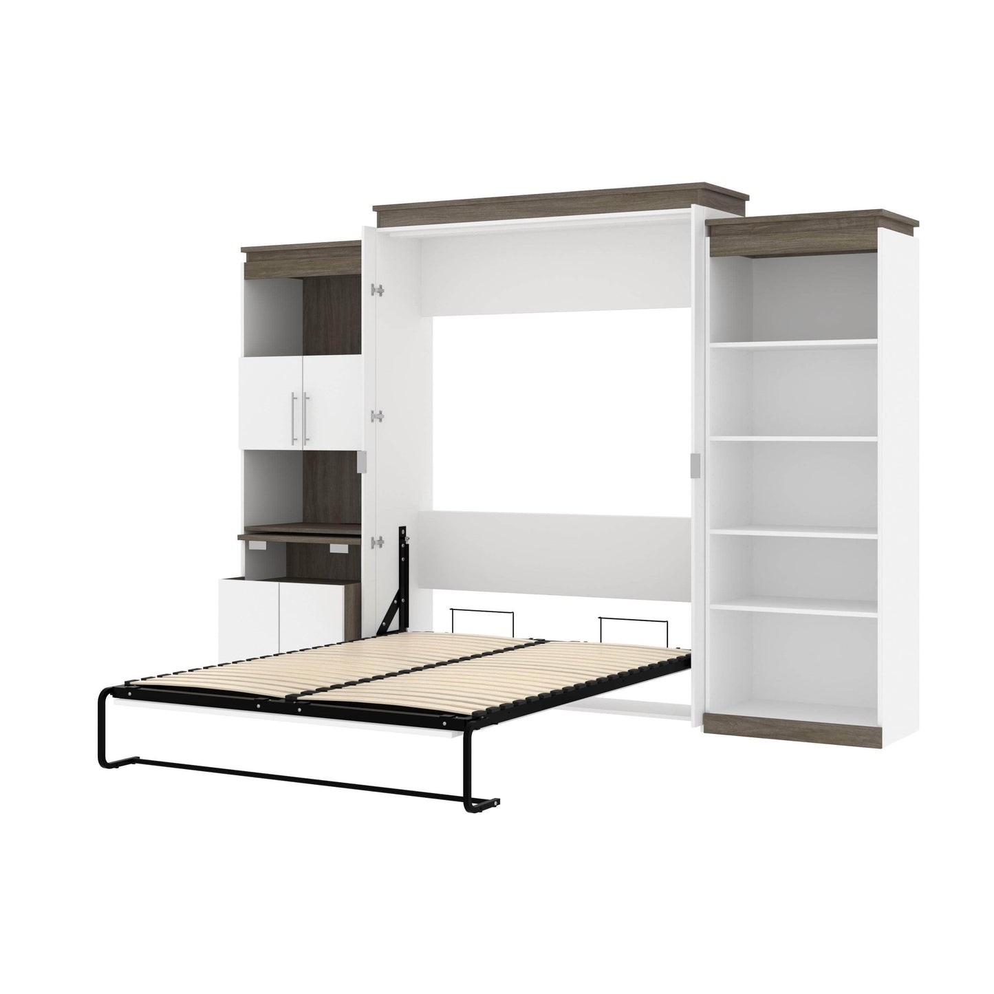 Modubox Murphy Wall Bed Orion Queen Murphy Wall Bed with Shelving and Fold-Out Desk (125W) - Available in 2 Colours