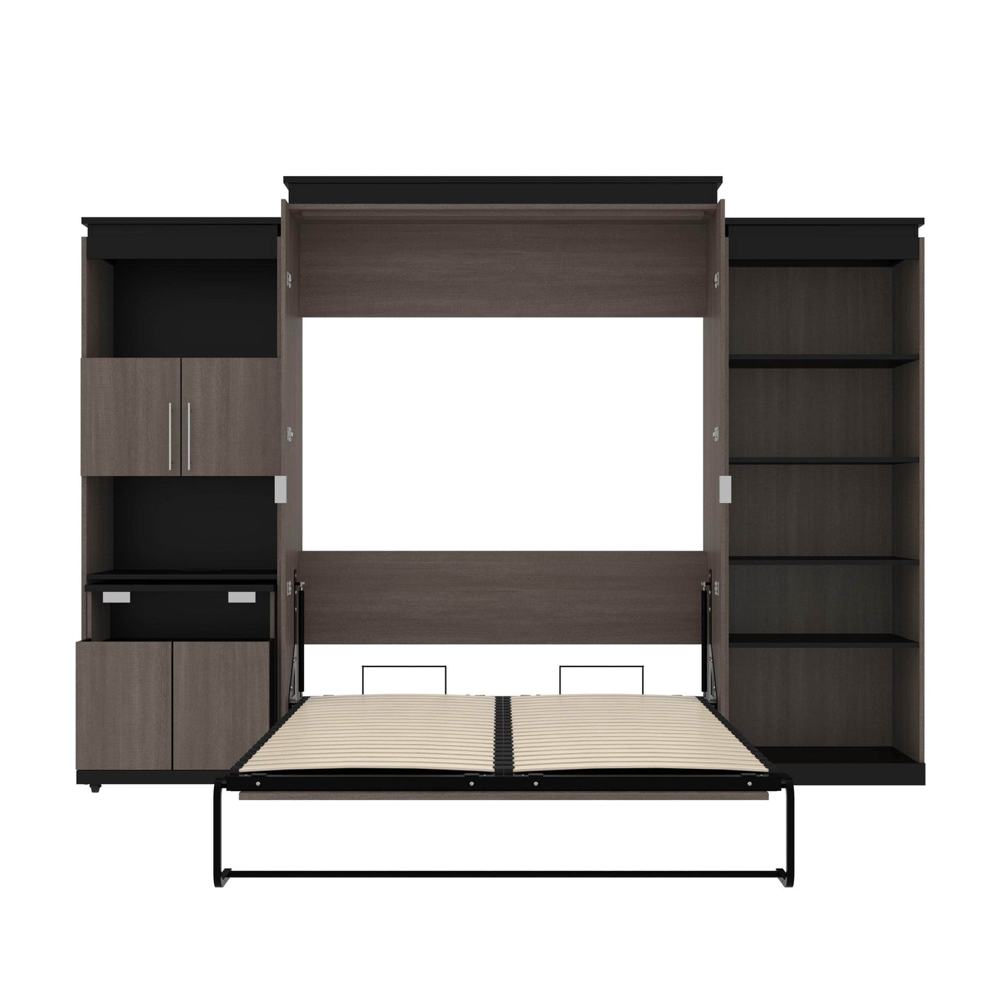 Modubox Murphy Wall Bed Orion Queen Murphy Wall Bed with Shelving and Fold-Out Desk (125W) - Available in 2 Colours