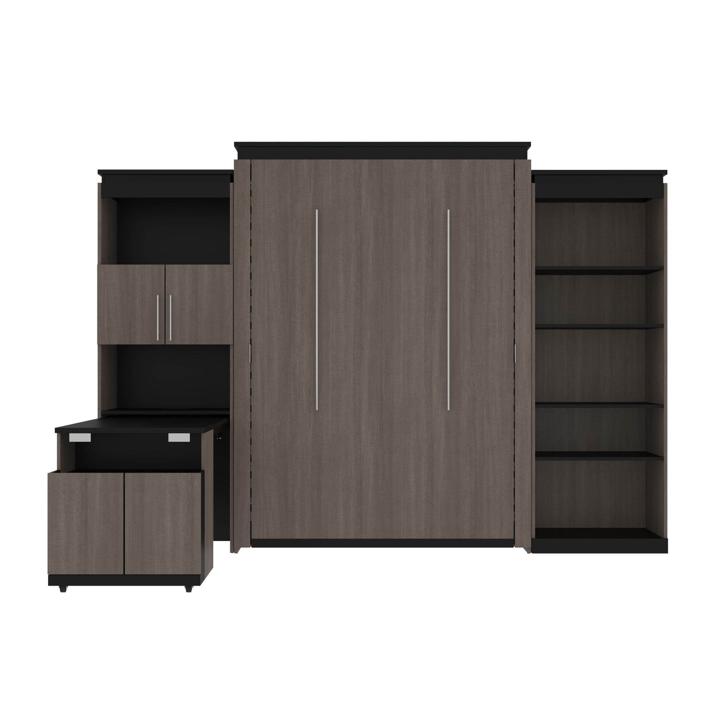 Modubox Murphy Wall Bed Orion Queen Murphy Wall Bed with Shelving and Fold-Out Desk (125W) - Available in 2 Colours