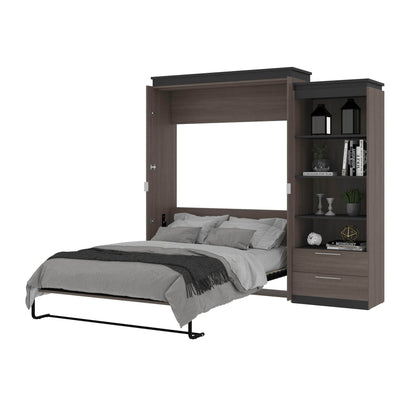 Modubox Murphy Wall Bed Orion Queen Murphy Wall Bed with Shelving Unit and Drawers - Available in 2 Colours