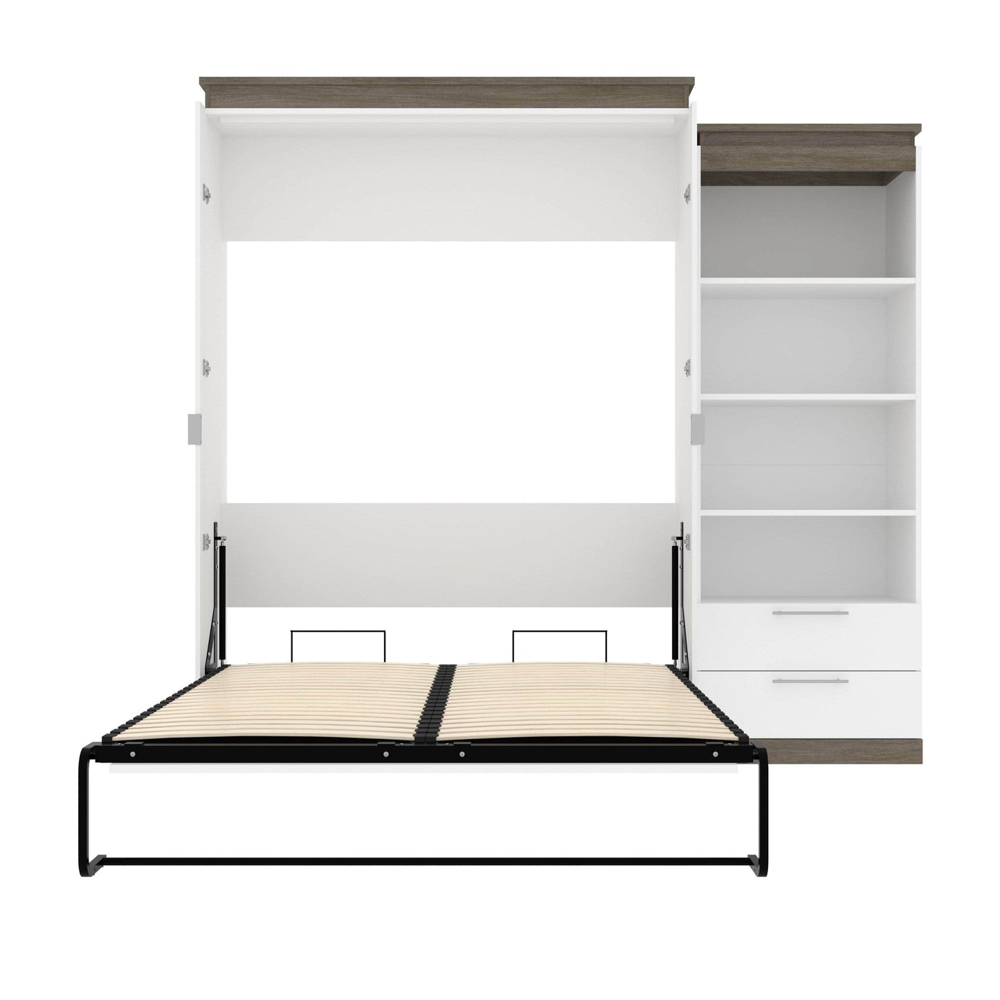 Modubox Murphy Wall Bed Orion Queen Murphy Wall Bed with Shelving Unit and Drawers - Available in 2 Colours