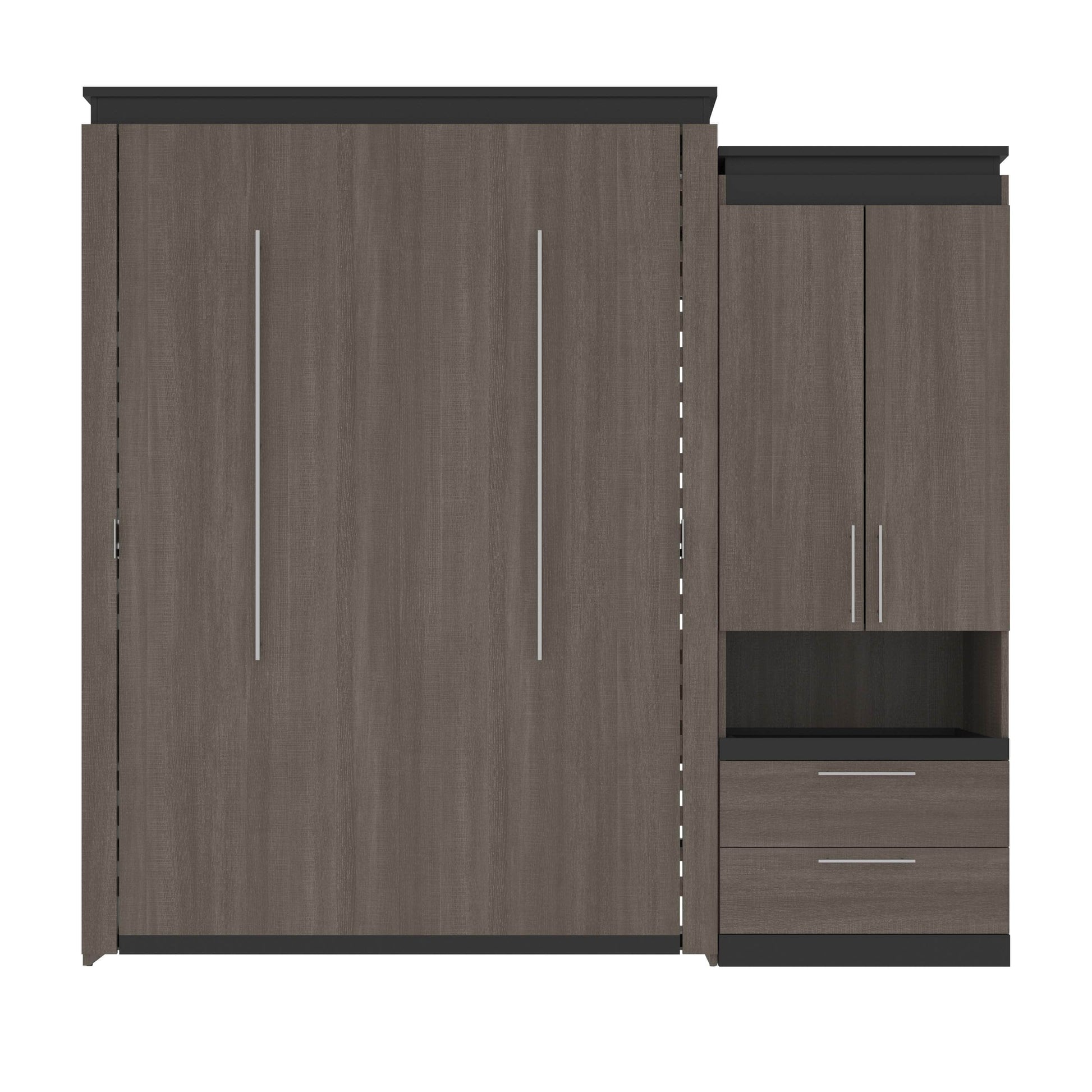 Modubox Murphy Wall Bed Orion Queen Wall Murphy Bed with Storage Cabinet and Pull-Out Shelf - Available in 2 Colours