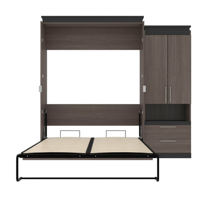 Modubox Murphy Wall Bed Orion Queen Wall Murphy Bed with Storage Cabinet and Pull-Out Shelf - Available in 2 Colours