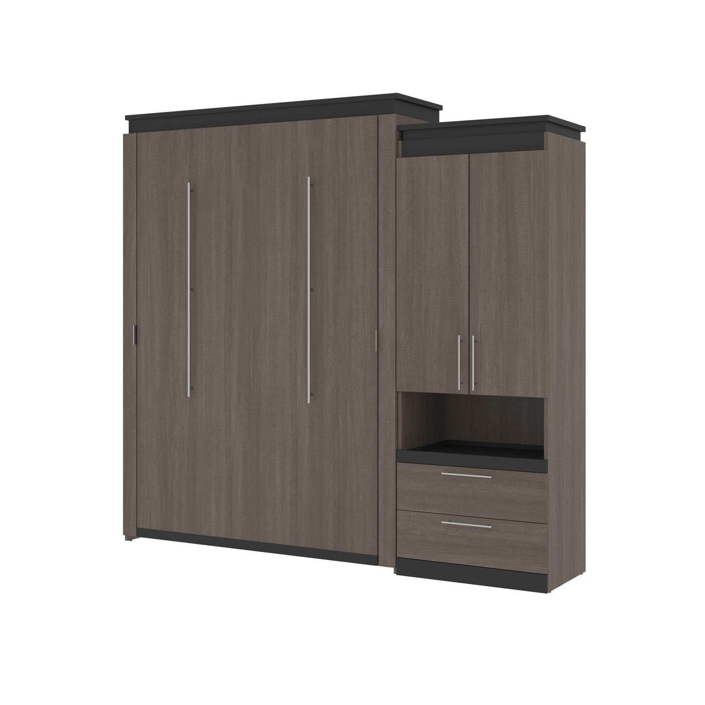 Modubox Murphy Wall Bed Orion Queen Wall Murphy Bed with Storage Cabinet and Pull-Out Shelf - Available in 2 Colours