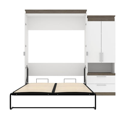 Modubox Murphy Wall Bed Orion Queen Wall Murphy Bed with Storage Cabinet and Pull-Out Shelf - Available in 2 Colours