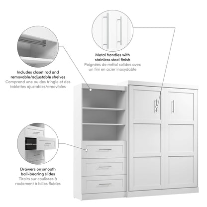 Modubox Murphy Wall Bed Pur 101" Queen Size Murphy Wall Bed with Storage Unit - Available in 3 Colours