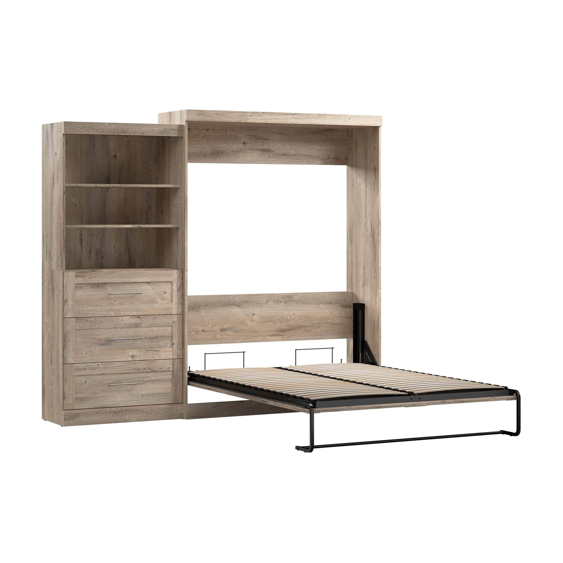 Modubox Murphy Wall Bed Pur 101" Queen Size Murphy Wall Bed with Storage Unit - Available in 7 Colours