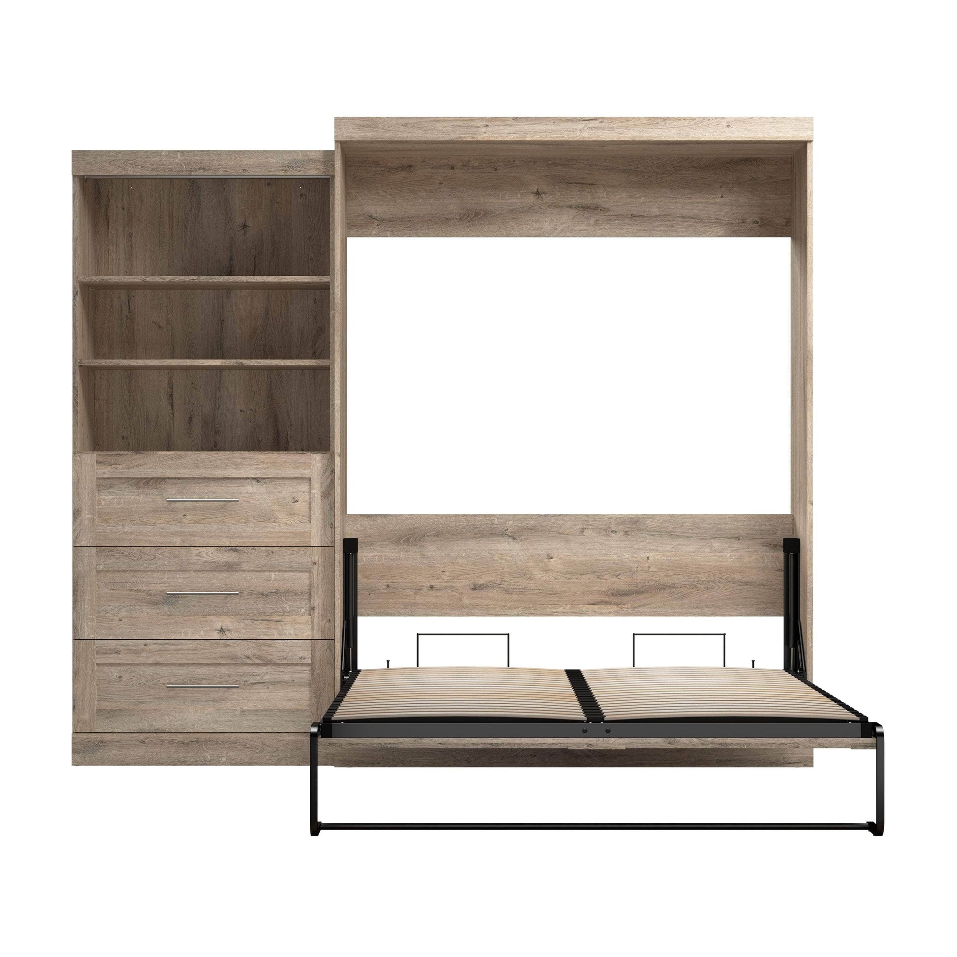 Modubox Murphy Wall Bed Pur 101" Queen Size Murphy Wall Bed with Storage Unit - Available in 7 Colours