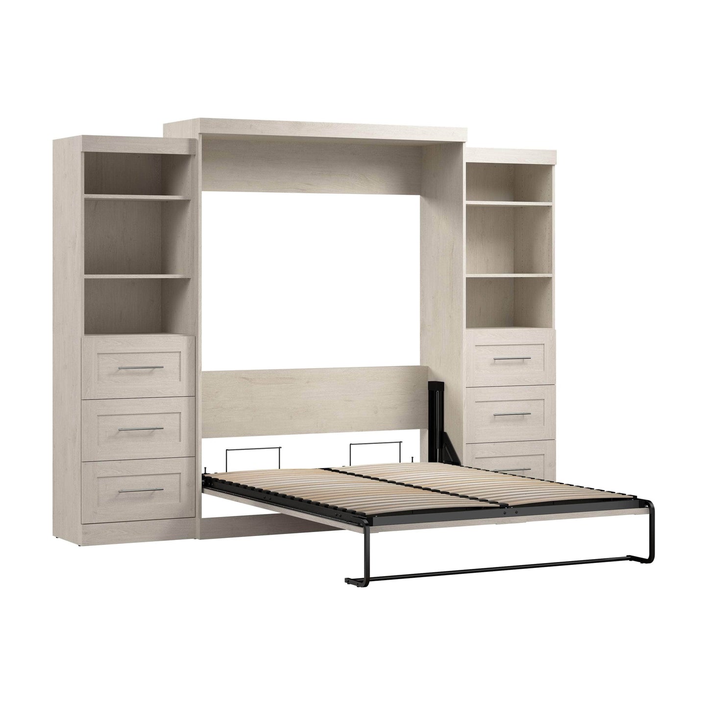 Modubox Murphy Wall Bed Pur 115" Queen Size Murphy Wall Bed with 2 Storage Units - Available in 7 Colours