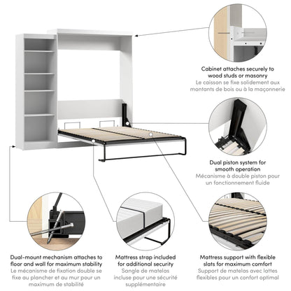 Modubox Murphy Wall Bed Pur 90" Queen Size Murphy Wall Bed with Storage Unit - Available in 3 Colours