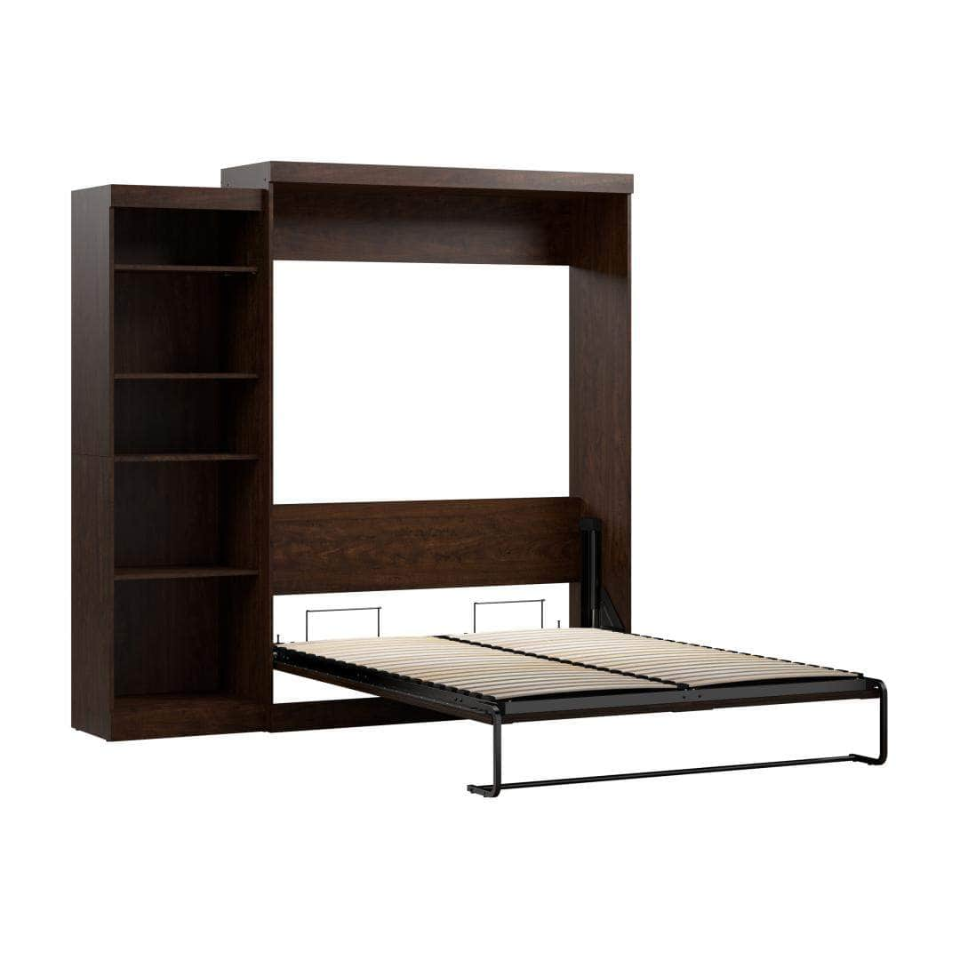 Modubox Murphy Wall Bed Pur 90" Queen Size Murphy Wall Bed with Storage Unit - Chocolate