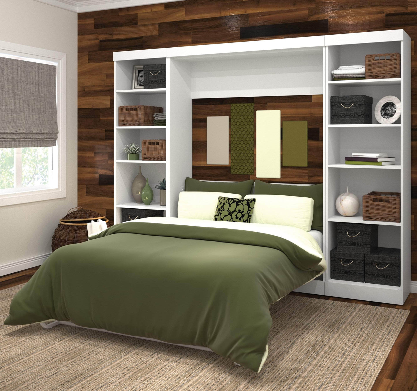 Modubox Murphy Wall Bed Pur Full Murphy Bed with 2 Storage Units (109W) - Available in 3 Colours