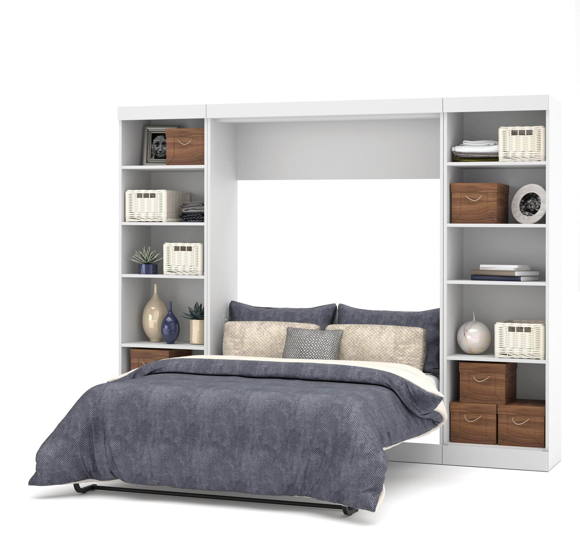 Modubox Murphy Wall Bed Pur Full Murphy Bed with 2 Storage Units (109W) - Available in 3 Colours