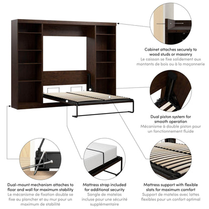 Modubox Murphy Wall Bed Pur Full Murphy Bed with 2 Storage Units (109W) - Available in 3 Colours