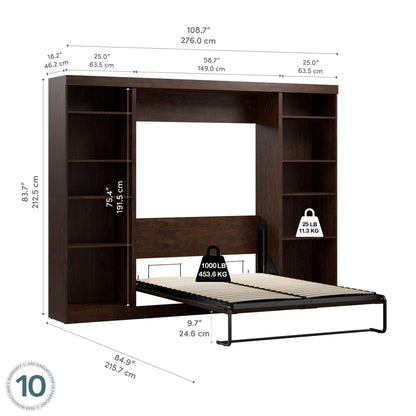 Modubox Murphy Wall Bed Pur Full Murphy Bed with 2 Storage Units (109W) - Available in 3 Colours