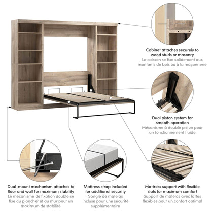 Modubox Murphy Wall Bed Pur Full Murphy Bed with 2 Storage Units (109W) - Available in 7 Colours