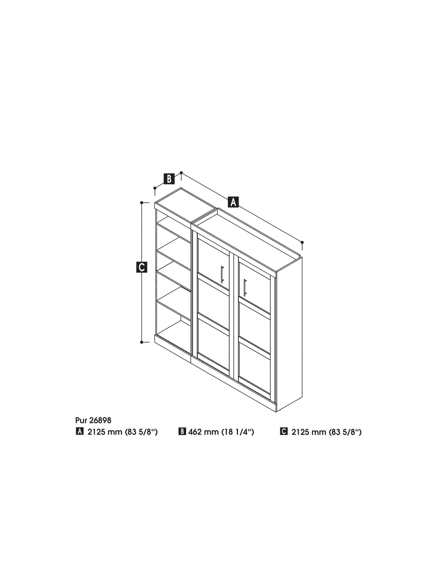 Modubox Murphy Wall Bed Pur Full Murphy Full Bed with Storage Unit (84W) - Available in 3 Colours