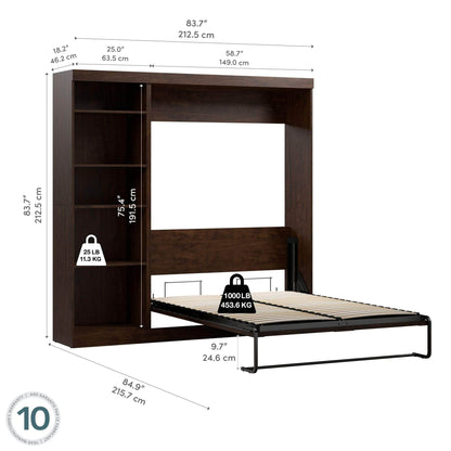 Modubox Murphy Wall Bed Pur Full Murphy Full Bed with Storage Unit (84W) - Available in 3 Colours