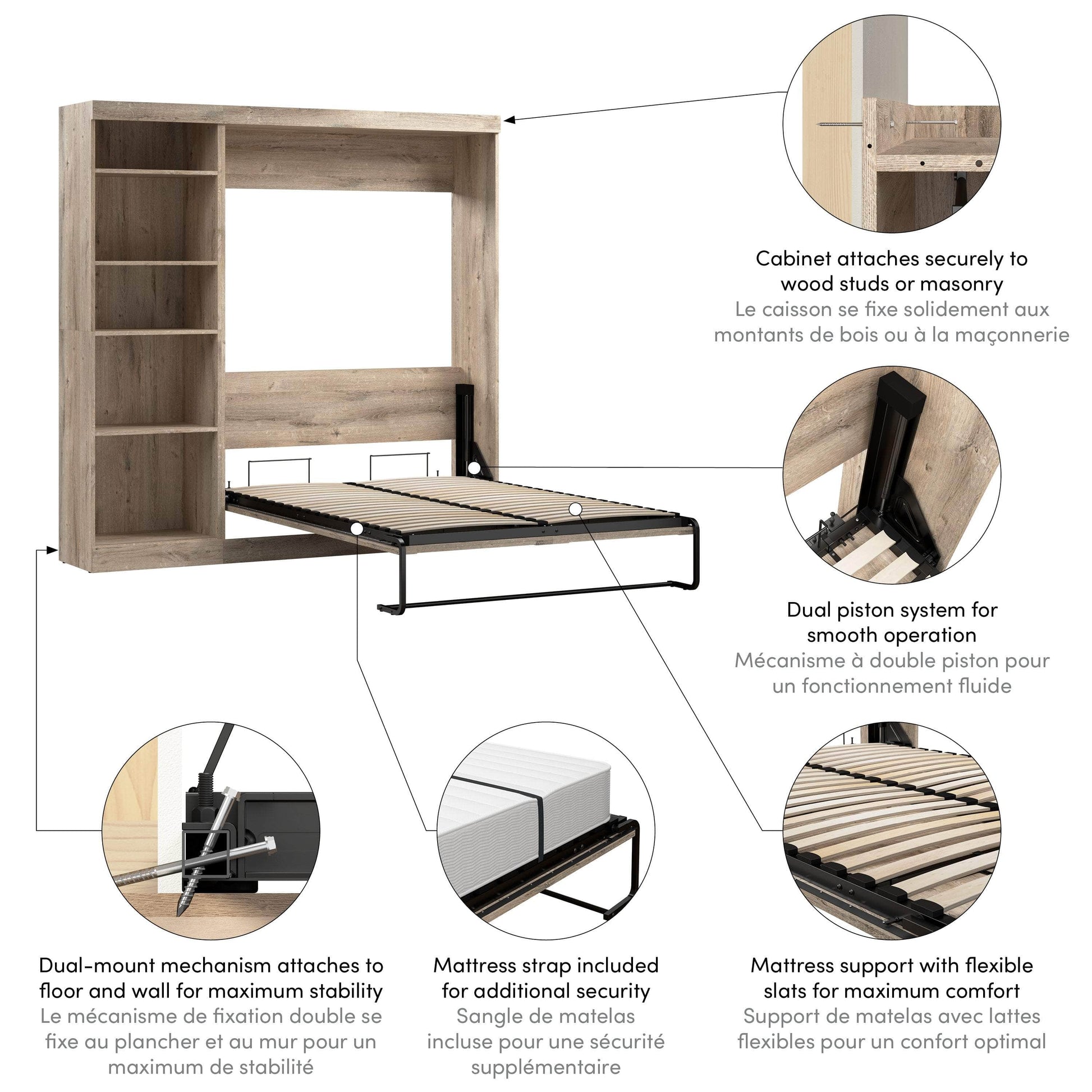 Modubox Murphy Wall Bed Pur Full Murphy Full Bed with Storage Unit (84W) - Available in 7 Colours