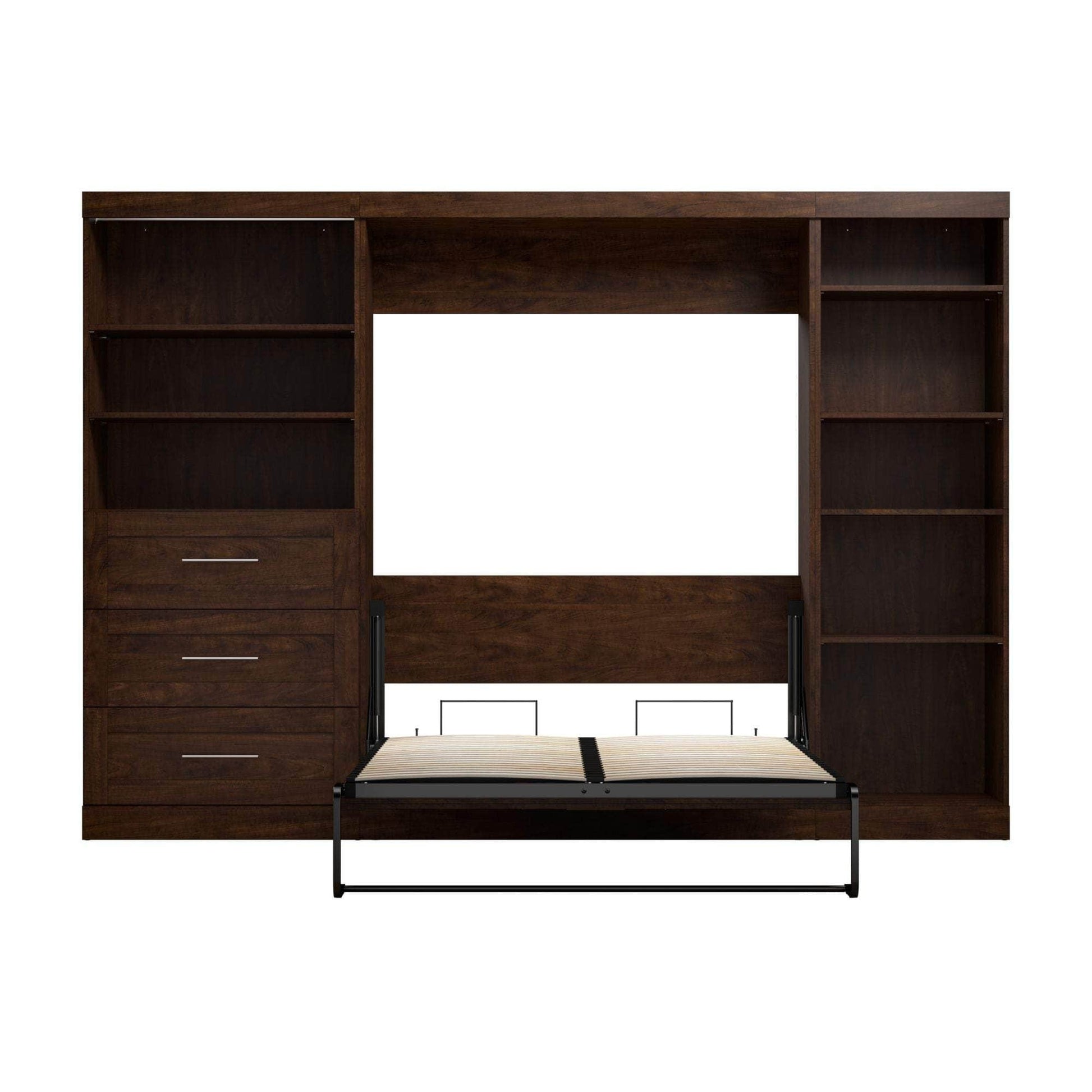 Modubox Murphy Wall Bed Pur Full Murphy Wall Bed, 1 Storage Unit with Shelves, and 1 Storage Unit with Drawers (120”) - Available in 2 Colours