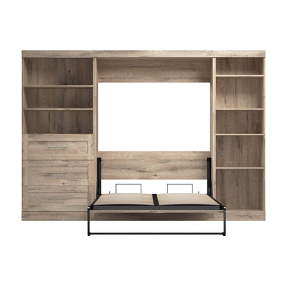 Modubox Murphy Wall Bed Pur Full Murphy Wall Bed, 1 Storage Unit with Shelves, and 1 Storage Unit with Drawers (120”) - Available in 3 Colours