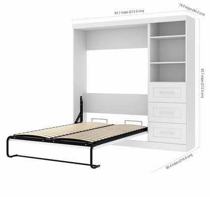 Modubox Murphy Wall Bed Pur Full Murphy Wall Bed and 1 Storage Unit with Drawers (84”) - Available in 3 Colours