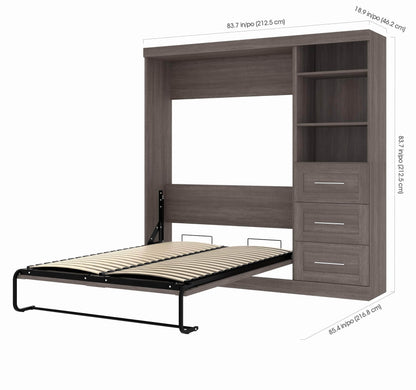 Modubox Murphy Wall Bed Pur Full Murphy Wall Bed and 1 Storage Unit with Drawers (84”) - Available in 3 Colours