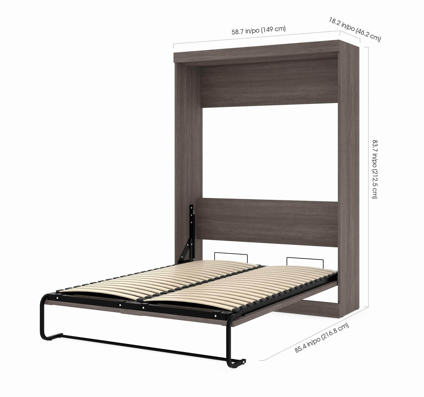 Modubox Murphy Wall Bed Pur Full Murphy Wall Bed and 1 Storage Unit with Drawers (84”) - Available in 3 Colours