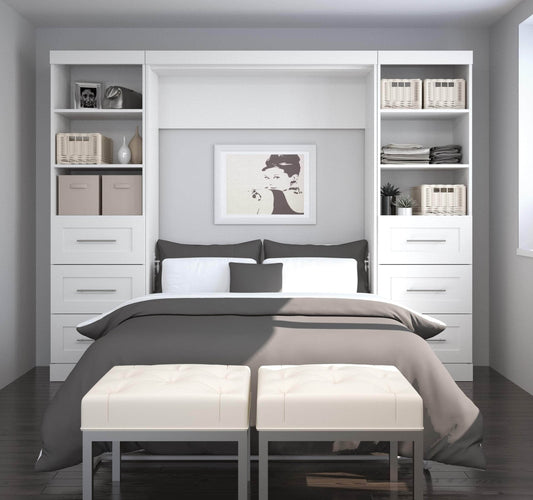 Modubox Murphy Wall Bed Pur Full Murphy Wall Bed and 2 Storage Units with Drawers (109W) - Available in 3 Colours