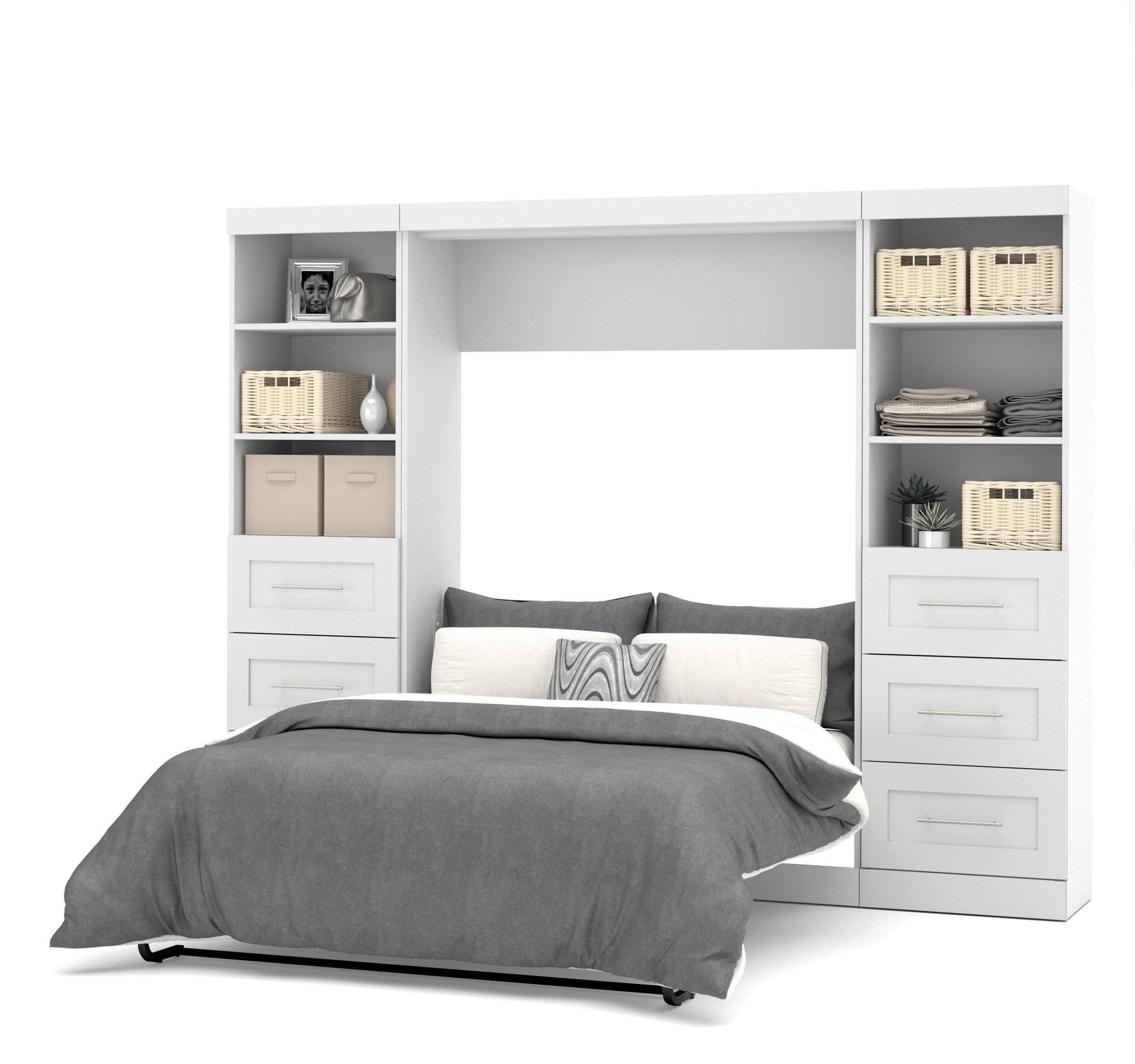 Modubox Murphy Wall Bed Pur Full Murphy Wall Bed and 2 Storage Units with Drawers (109W) - Available in 3 Colours