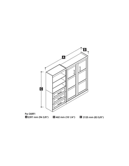 Modubox Murphy Wall Bed Pur Full Murphy Wall Bed and Storage Unit with Drawers (95W) - Available in 2 Colours