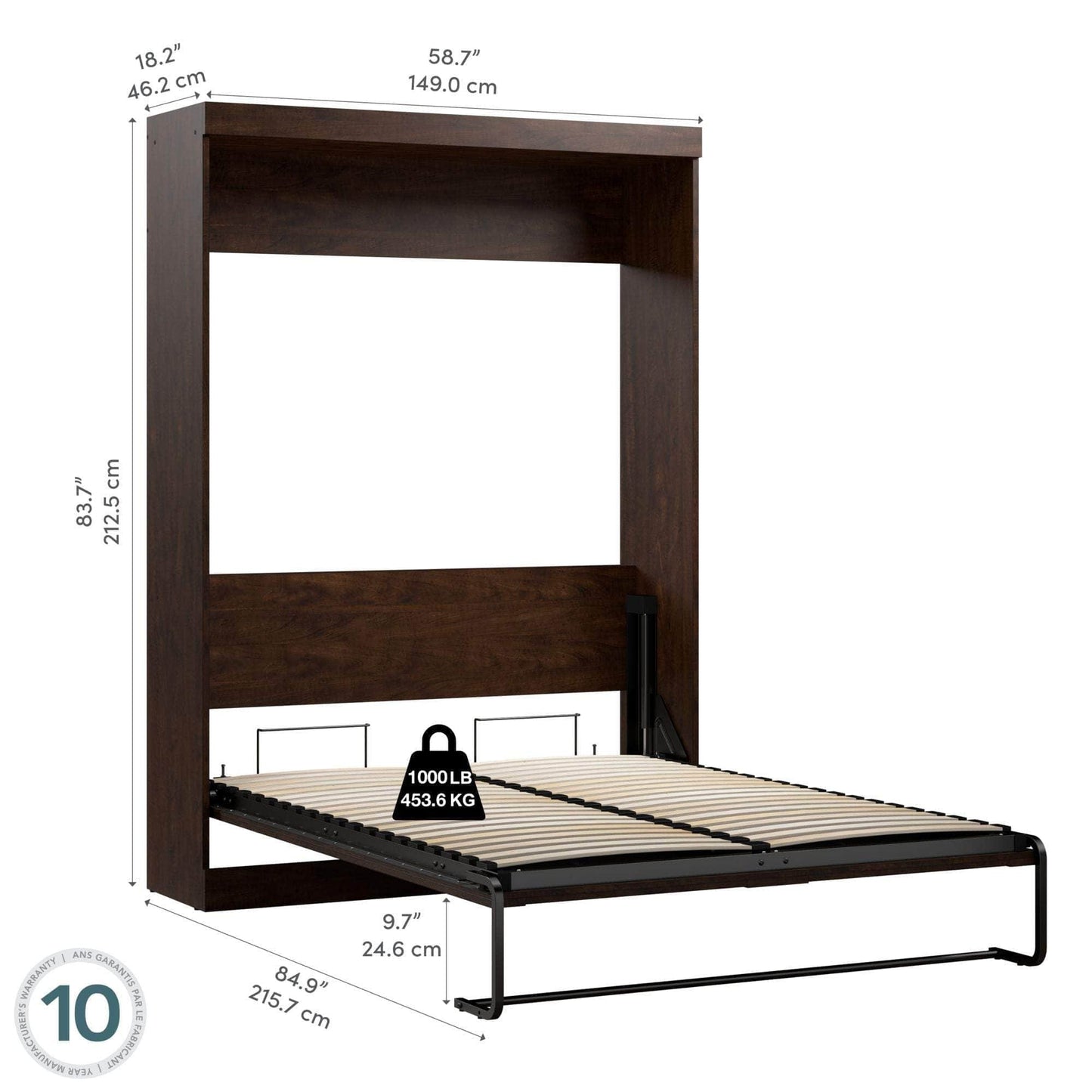 Modubox Murphy Wall Bed Pur Full Size Murphy Wall Bed - Available in 7 Colours