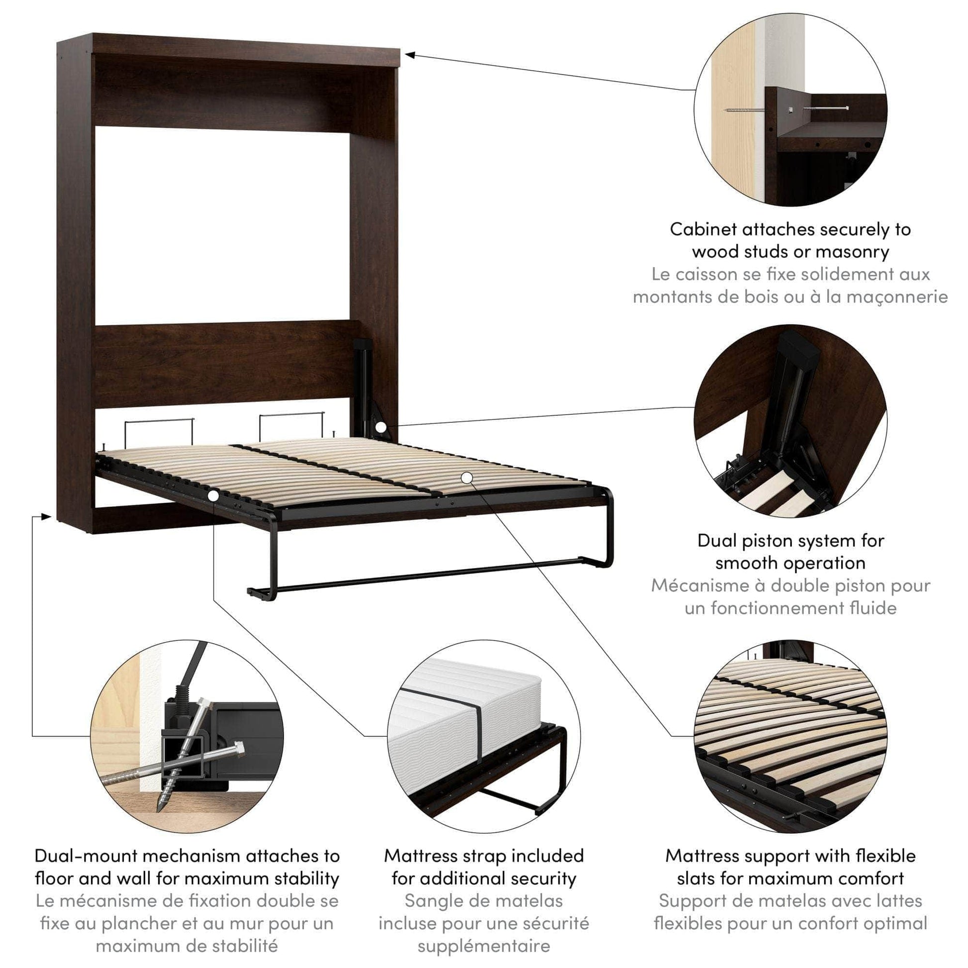 Modubox Murphy Wall Bed Pur Full Size Murphy Wall Bed - Available in 7 Colours