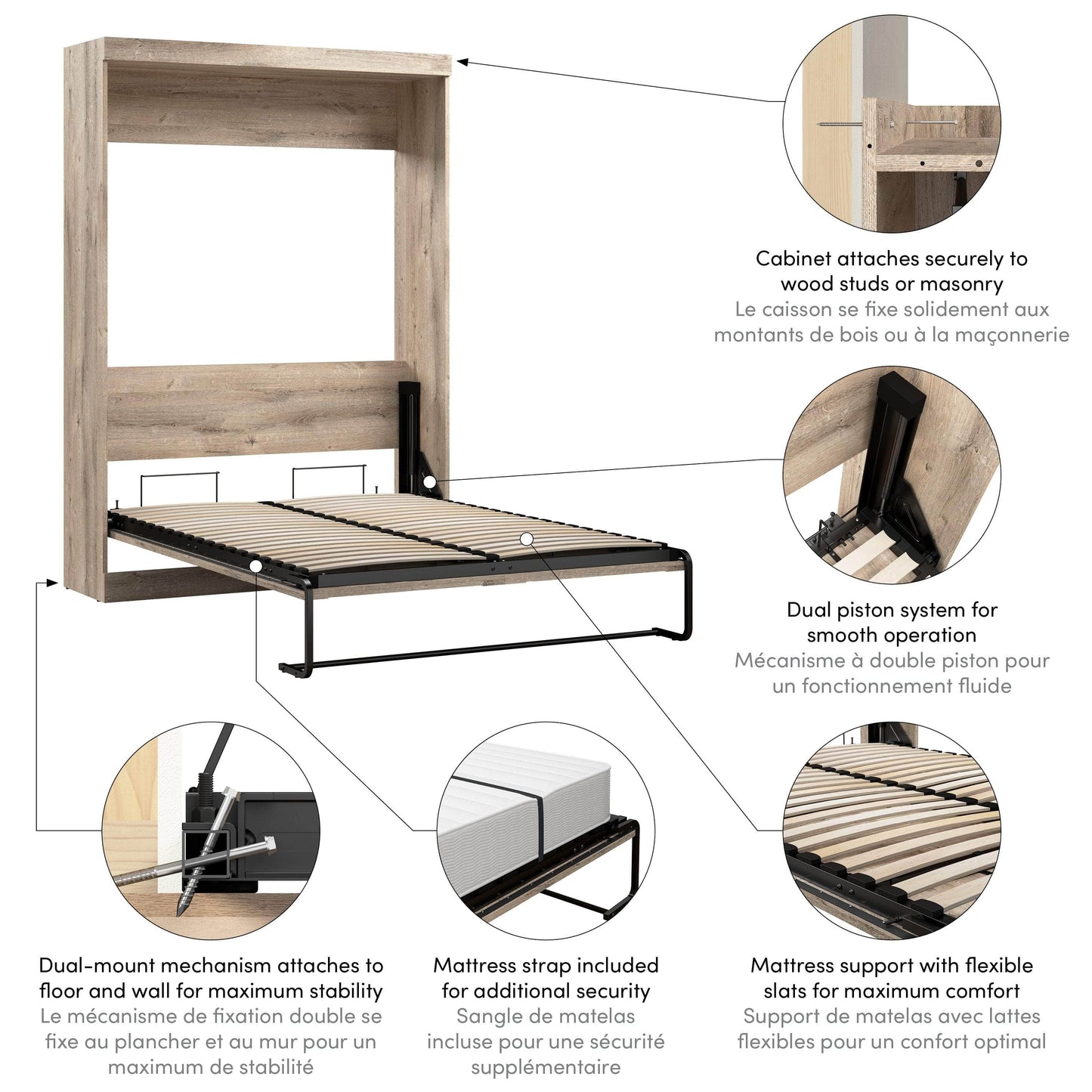 Modubox Murphy Wall Bed Pur Full Size Murphy Wall Bed - Available in 7 Colours