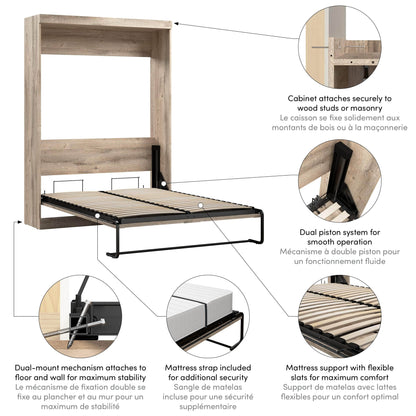 Modubox Murphy Wall Bed Pur Full Size Murphy Wall Bed - Available in 7 Colours