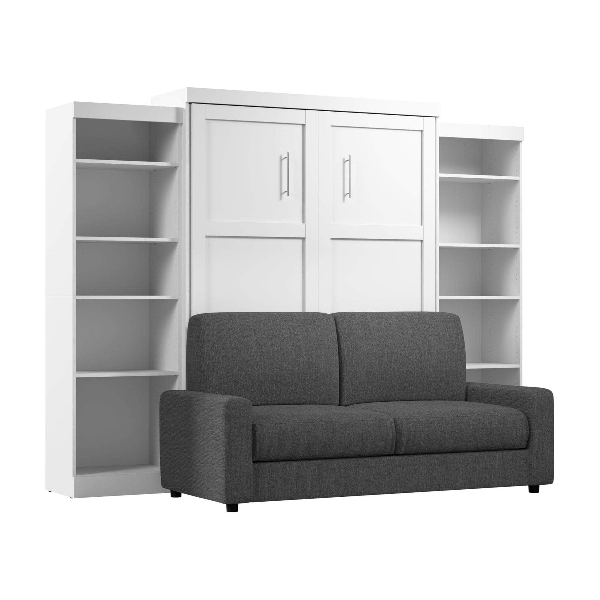 Modubox Murphy Wall Bed Pur Queen Murphy Wall Bed, 2 Storage Units and a Sofa (115“) - Available in 2 Colours