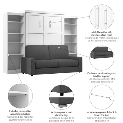 Modubox Murphy Wall Bed Pur Queen Murphy Wall Bed, 2 Storage Units and a Sofa (115“) - Available in 2 Colours