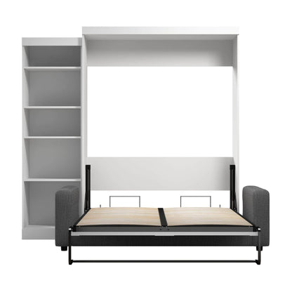 Modubox Murphy Wall Bed Pur Queen Murphy Wall Bed, a Storage Unit and a Sofa - White