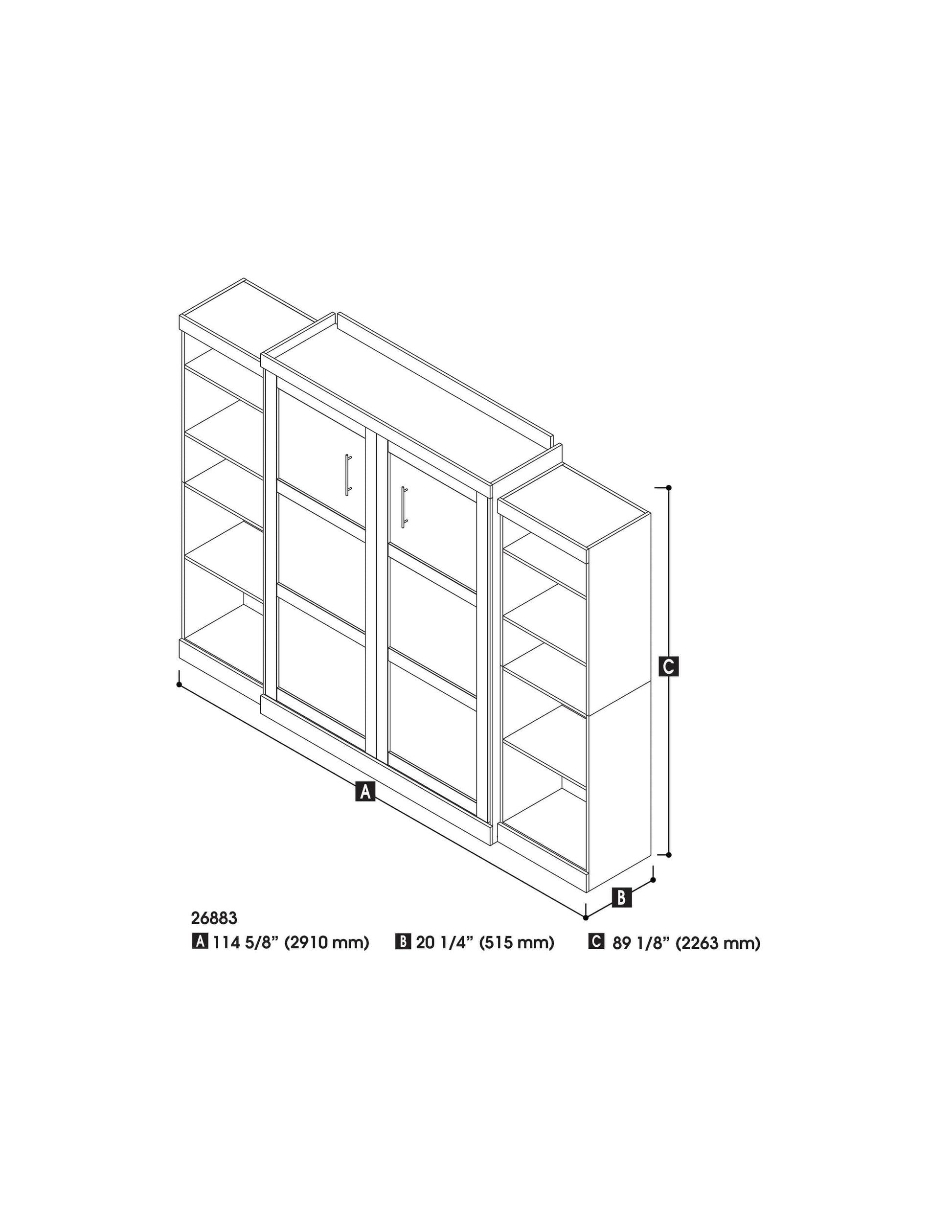 Modubox Murphy Wall Bed Pur Queen Murphy Wall Bed and 2 Storage Units (115W) - Available in 3 Colours