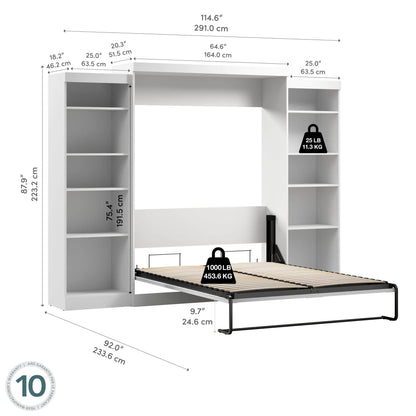 Modubox Murphy Wall Bed Pur Queen Murphy Wall Bed and 2 Storage Units (115W) - Available in 3 Colours