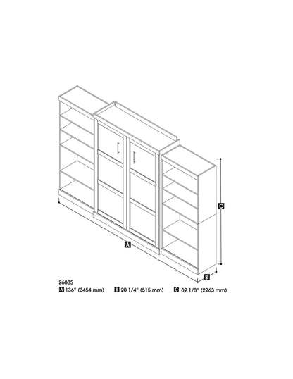 Modubox Murphy Wall Bed Pur Queen Murphy Wall Bed and 2 Storage Units (136”) - Available in 2 Colours