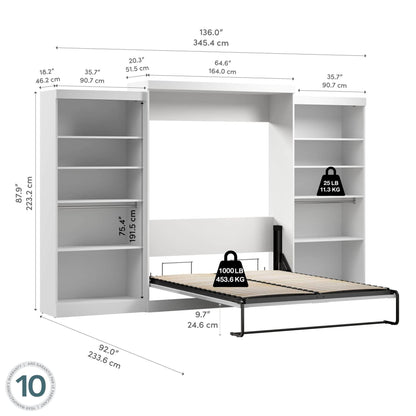 Modubox Murphy Wall Bed Pur Queen Murphy Wall Bed and 2 Storage Units (136”) - Available in 2 Colours