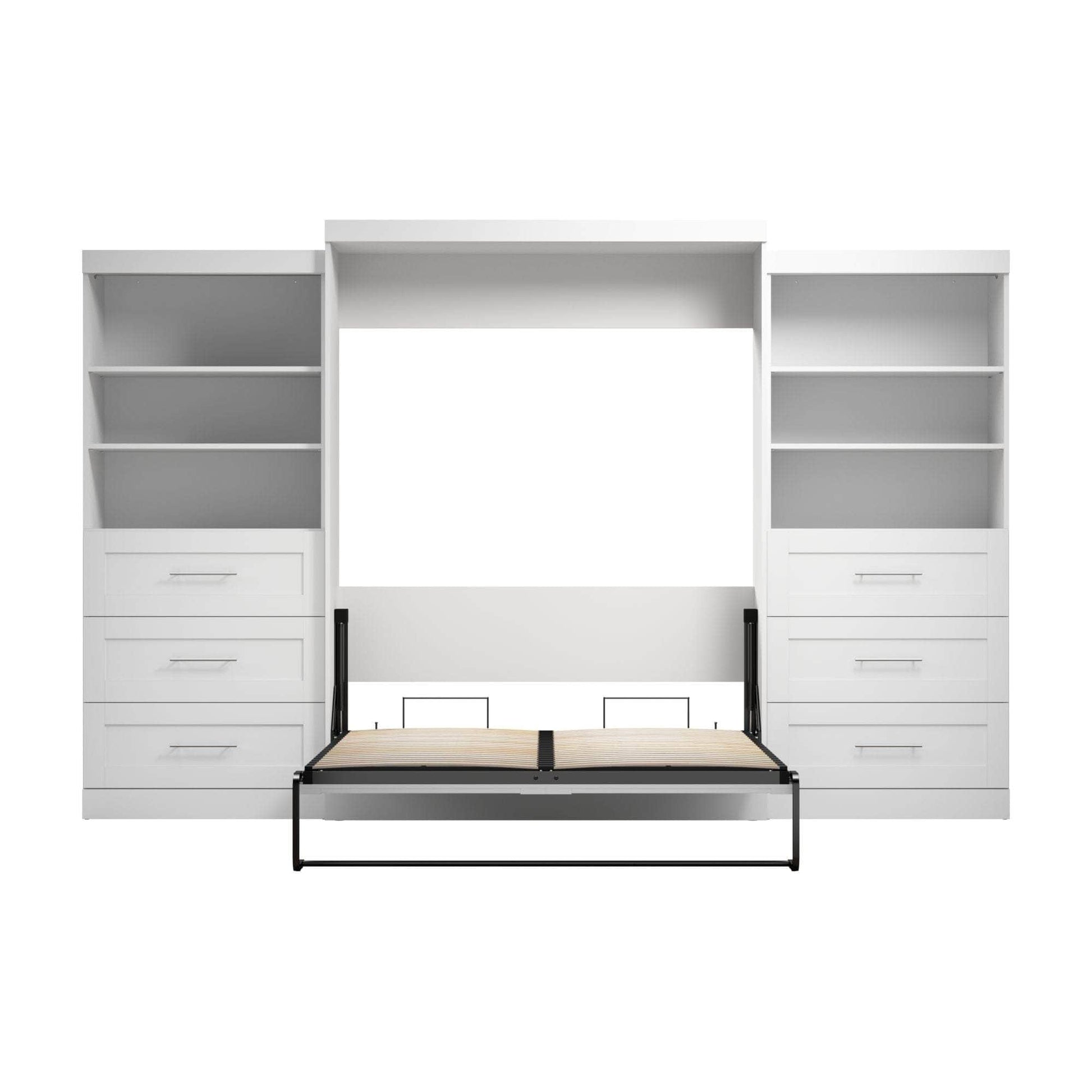 Modubox Murphy Wall Bed Pur Queen Murphy Wall Bed and 2 Storage Units with Drawers (136”) - Available in 2 Colours